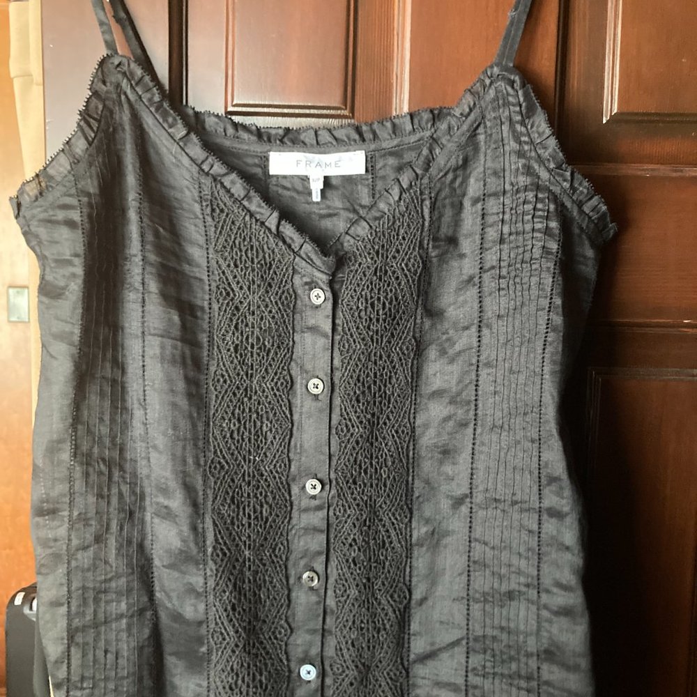 Frame women's black linen camisole, small